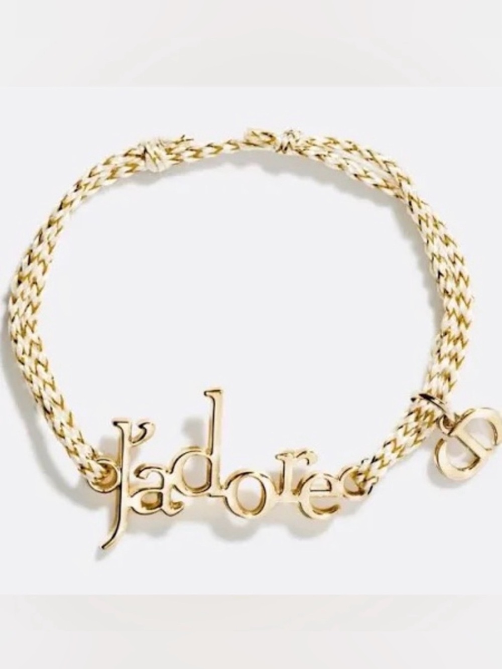 Dior Gold Script 'J'adore' Braided Cord Bracelet